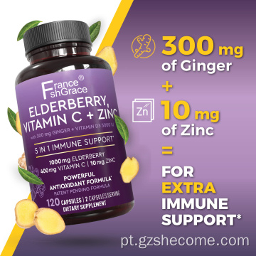 Cápsulas de sabugueiro preto de zinco e vitamina C Sambucus